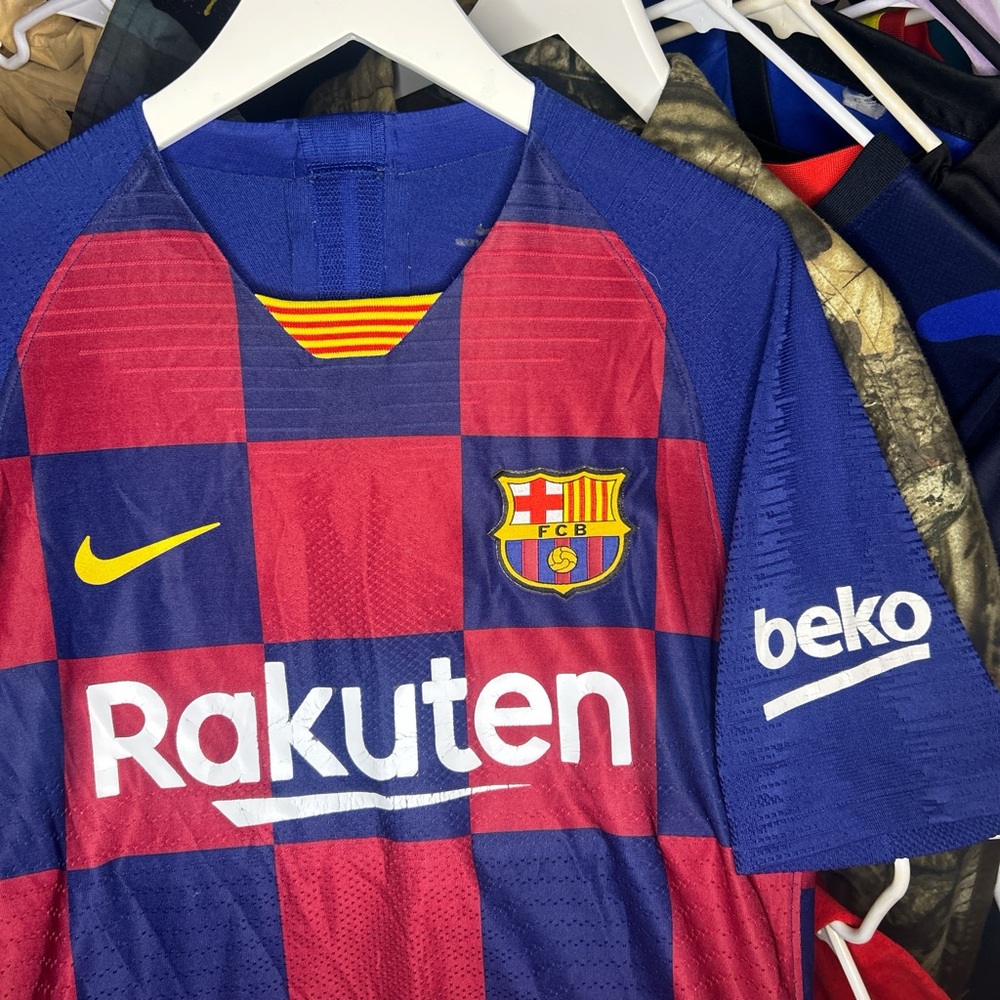 Nike Barcelona FC Rakuten Checkered Futbol Soccer Jersey size Medium - Picture 4 of 6